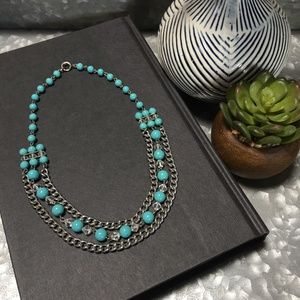 Vintage Turquoise & silver 15" necklace